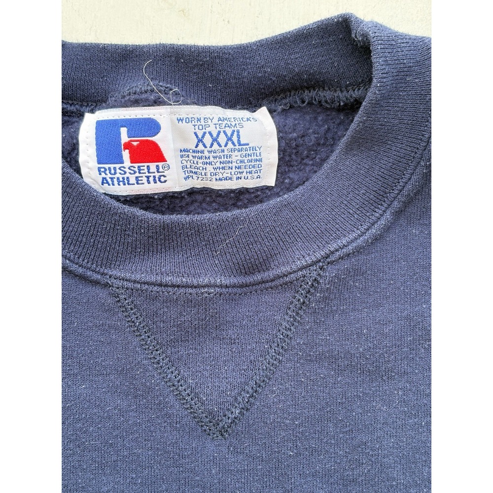 Men's Vintage Russell Athletic Sweatshirt Navy Blue 3XL USA Blank Active 90s Gym